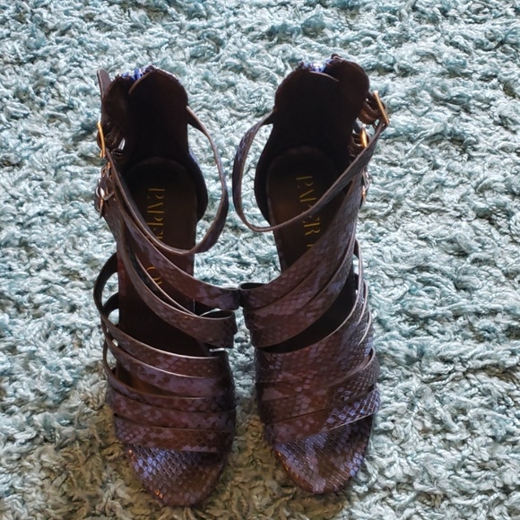 NWOT Blue Snakeskin Open Toe High Heels Shoes - Picture 4 of 7